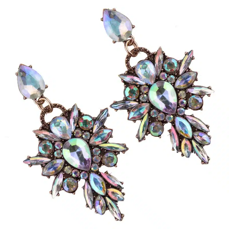 Best lady New Colorful Flower Big Brand Design Luxury Starburst Pendant Crystal Stud Earrings Gem Statement Earrings Jewelry 28