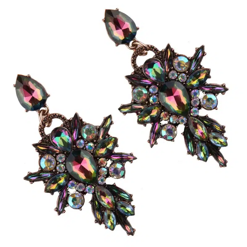 Best lady New Colorful Flower Big Brand Design Luxury Starburst Pendant Crystal Stud Earrings Gem Statement Earrings Jewelry 30