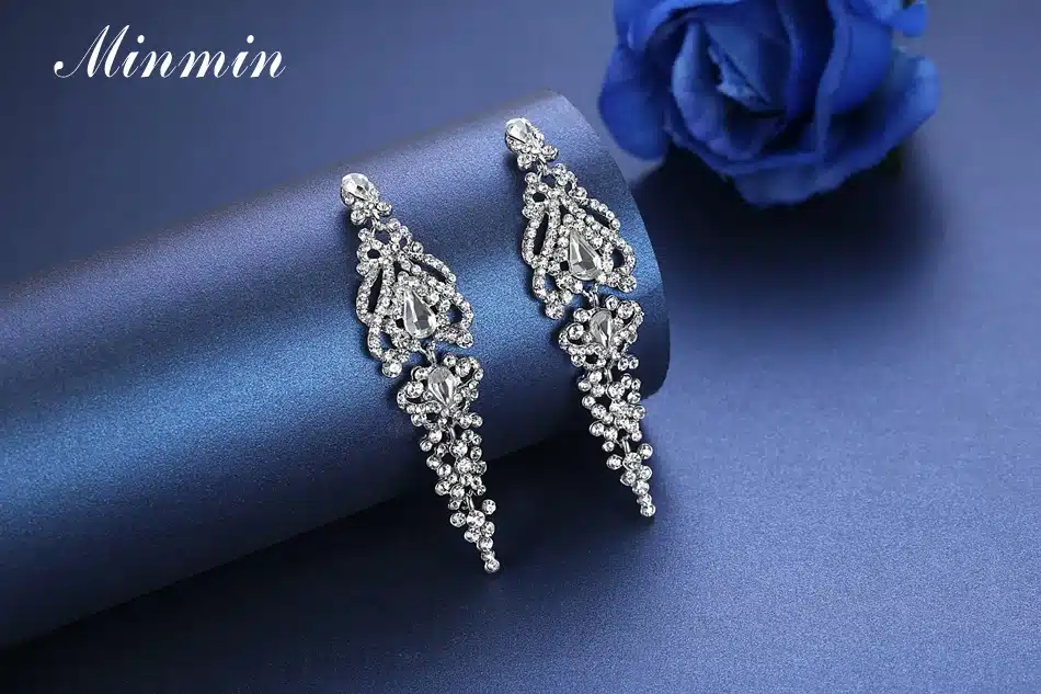 Minmin Silver Color Crystal Long Earrings for Women Elegant Vase Shape Wedding Bridal Drop Earrings Fashion Jewelry 2017 EH291 22