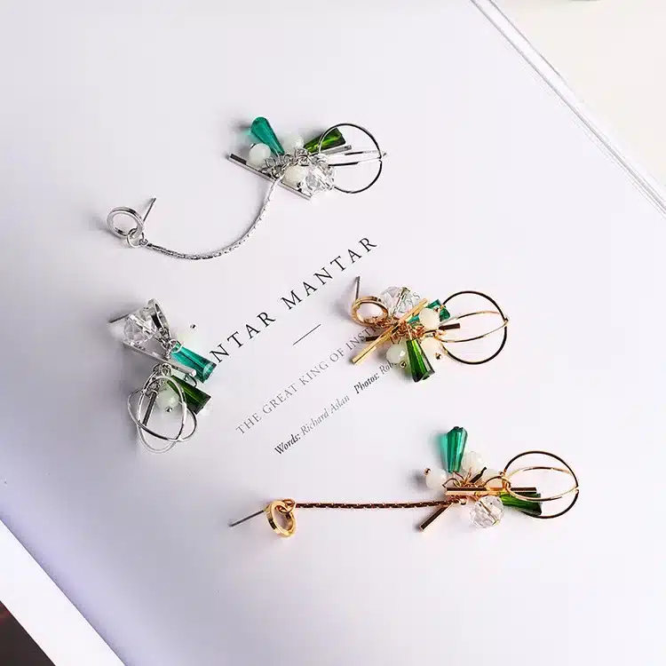 2017 All Match Style Asymmetry Women Earrings Temperament Geometric Rhinestone Pendientes Mujer Moda Tassel Earrings 1
