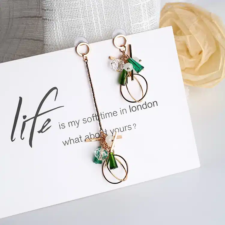 2017 All Match Style Asymmetry Women Earrings Temperament Geometric Rhinestone Pendientes Mujer Moda Tassel Earrings 2