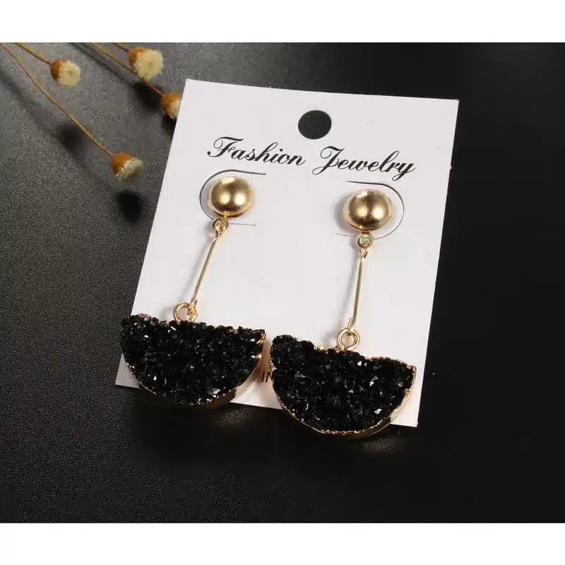1Pair Resin Stone Druzy Earings For Women Jewelry Handmade Semicircle Drusy Drop Dangle Earing Eardrop Long Earrings E1450 20