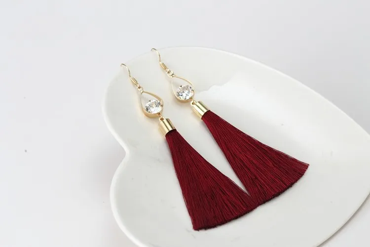 2016 Fashion Vintage Water Drop Rhinestone Lady's Long Tassel Earrings For Women Brincos Pendientes For Party ED153 14