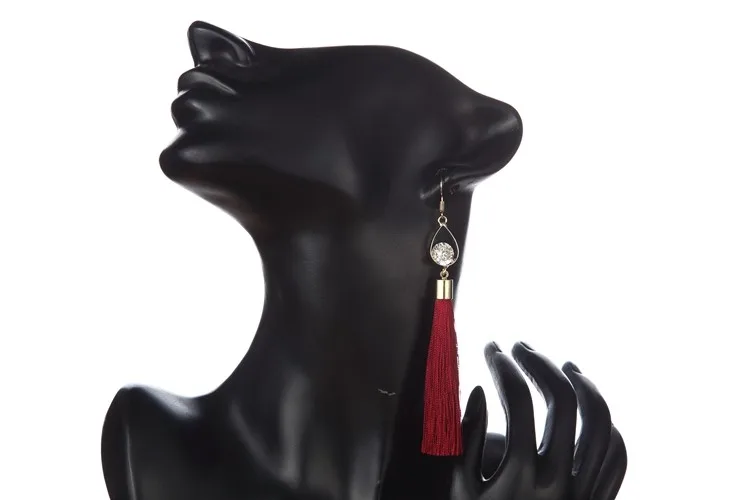 2016 Fashion Vintage Water Drop Rhinestone Lady's Long Tassel Earrings For Women Brincos Pendientes For Party ED153 15