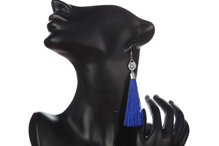 2016 Fashion Vintage Water Drop Rhinestone Lady's Long Tassel Earrings For Women Brincos Pendientes For Party ED153 21