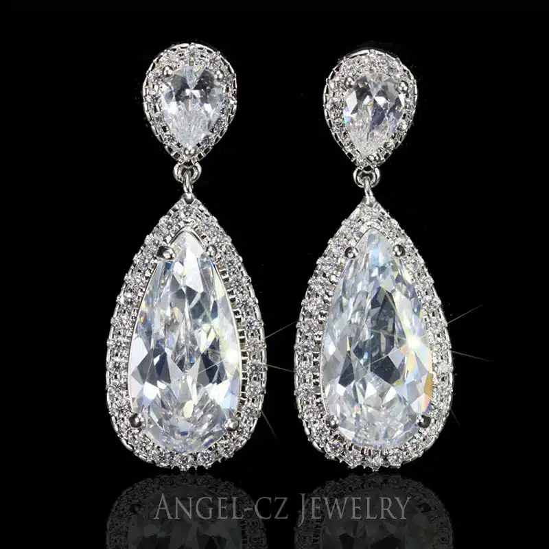 ANEGLCZ Luxury Royal Blue Stone Earring Water Drop Cubic Zirconia Bridal Long Earrings For Women Wedding Party Jewelry AE011 28