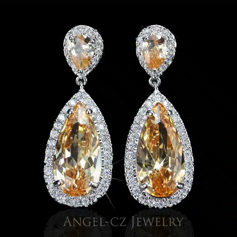 ANEGLCZ Luxury Royal Blue Stone Earring Water Drop Cubic Zirconia Bridal Long Earrings For Women Wedding Party Jewelry AE011 29