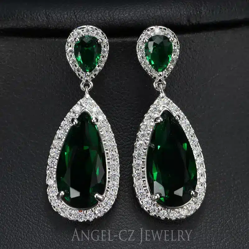 ANEGLCZ Luxury Royal Blue Stone Earring Water Drop Cubic Zirconia Bridal Long Earrings For Women Wedding Party Jewelry AE011 31