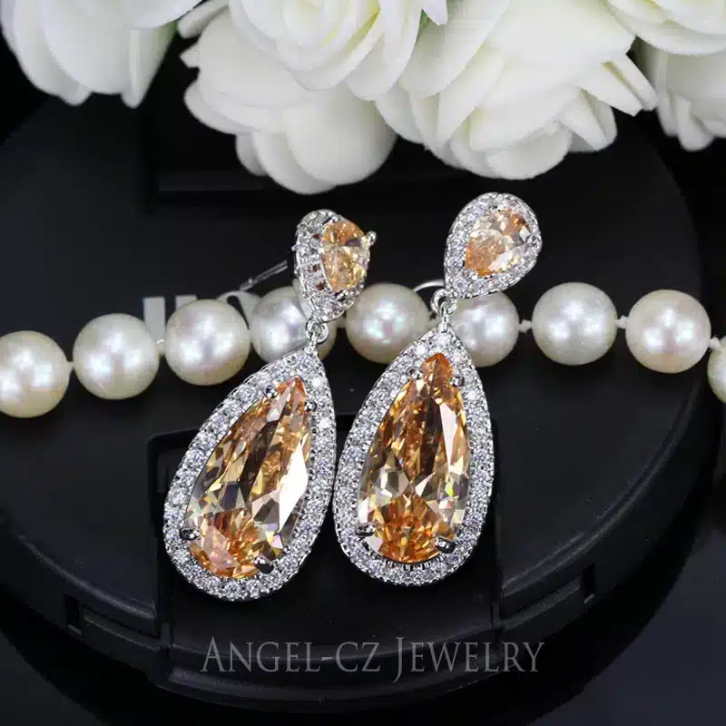 ANEGLCZ Luxury Royal Blue Stone Earring Water Drop Cubic Zirconia Bridal Long Earrings For Women Wedding Party Jewelry AE011 34
