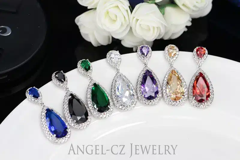 ANEGLCZ Luxury Royal Blue Stone Earring Water Drop Cubic Zirconia Bridal Long Earrings For Women Wedding Party Jewelry AE011 38