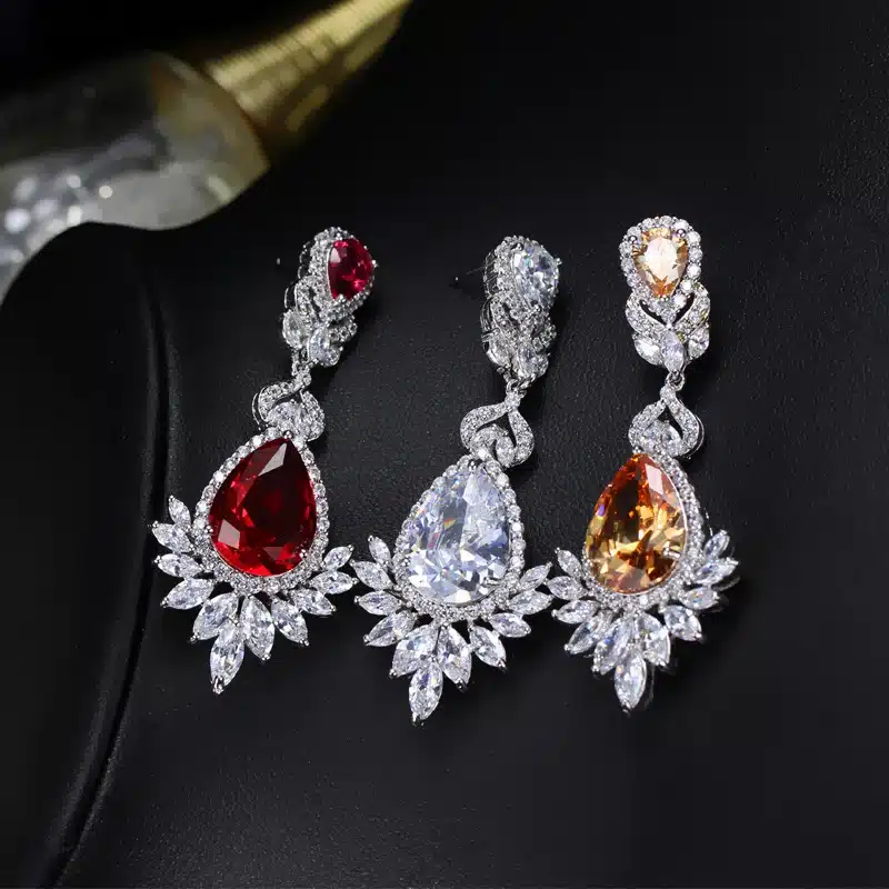 CWWZircons Elegent Evening Dinner Part Wedding Jewelry Luxury Long CZ Crystal Big Drop Dangle Earrings For Brides CZ055 29
