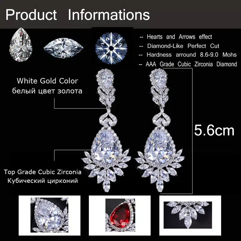CWWZircons Elegent Evening Dinner Part Wedding Jewelry Luxury Long CZ Crystal Big Drop Dangle Earrings For Brides CZ055 32