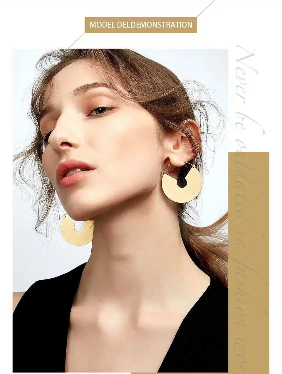 Enfashion Vintage Big Circle Dangle Earrings Matte Gold color Earings Drop Earrings For Women Long Earring Jewelry brinco 10
