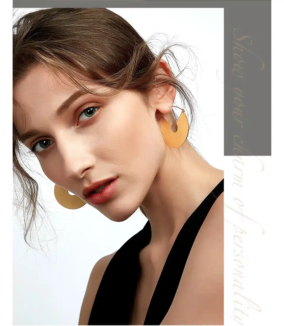 Enfashion Vintage Big Circle Dangle Earrings Matte Gold color Earings Drop Earrings For Women Long Earring Jewelry brinco 12