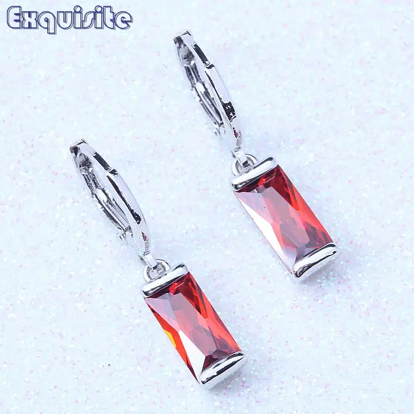 Classic Drop Dangle Earrings Green/Purple/Red Cubic Zirconia Silver Color Crystal Jewelry For Women Valentine's Day Gift L0016 5