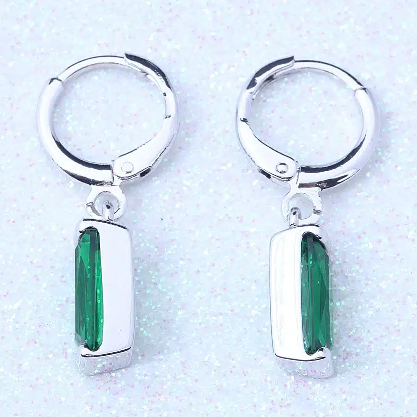 Classic Drop Dangle Earrings Green/Purple/Red Cubic Zirconia Silver Color Crystal Jewelry For Women Valentine's Day Gift L0016 8
