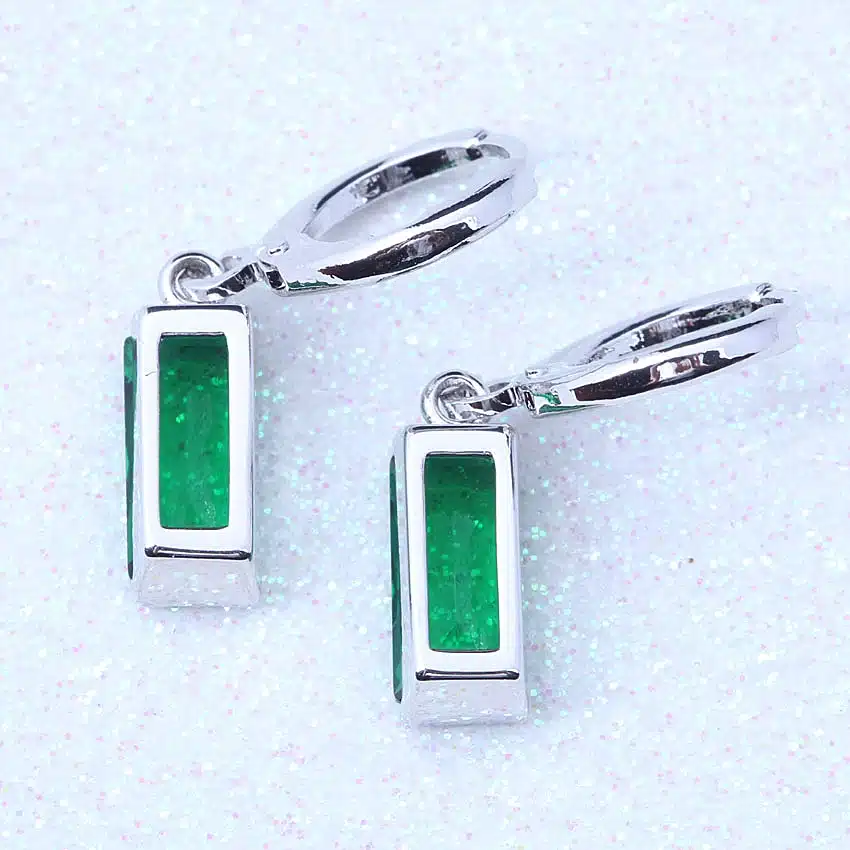 Classic Drop Dangle Earrings Green/Purple/Red Cubic Zirconia Silver Color Crystal Jewelry For Women Valentine's Day Gift L0016 9