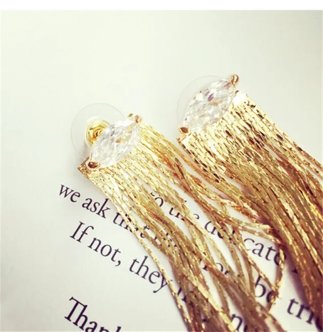 Statement tassel long earrings for women bijoux 2017 trendy fashion party jewelry wholesale gold-color cute gift 17