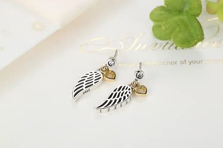 100% 925 Sterling Silver Love & Guidance Feather Stud Earrings For Women Luxury Jewelry Original Fine Gift XCHS428 17