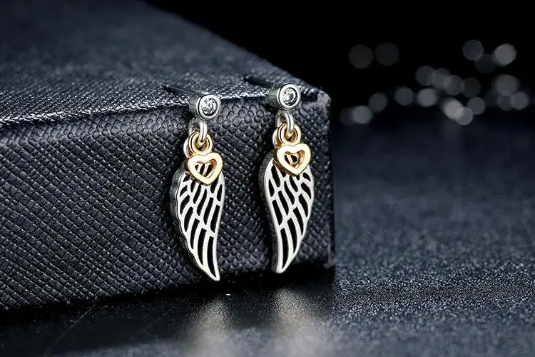 100% 925 Sterling Silver Love & Guidance Feather Stud Earrings For Women Luxury Jewelry Original Fine Gift XCHS428 18