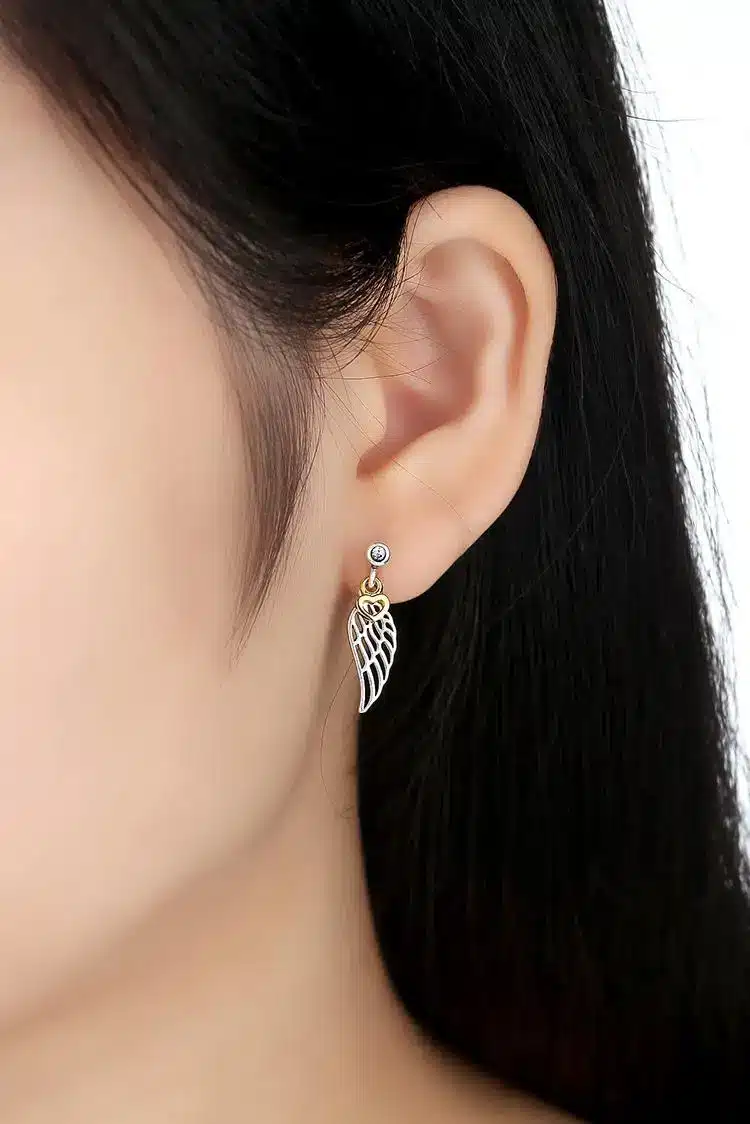 100% 925 Sterling Silver Love & Guidance Feather Stud Earrings For Women Luxury Jewelry Original Fine Gift XCHS428 19