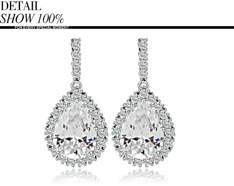 LUOTEEMI AAA Cubic Zirconia Classic Big Drop Crystal Earrings with Tiny CZ Luxury Bridal Wedding Earrings for Women Wholesale 32