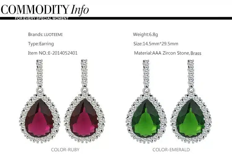 LUOTEEMI AAA Cubic Zirconia Classic Big Drop Crystal Earrings with Tiny CZ Luxury Bridal Wedding Earrings for Women Wholesale 33