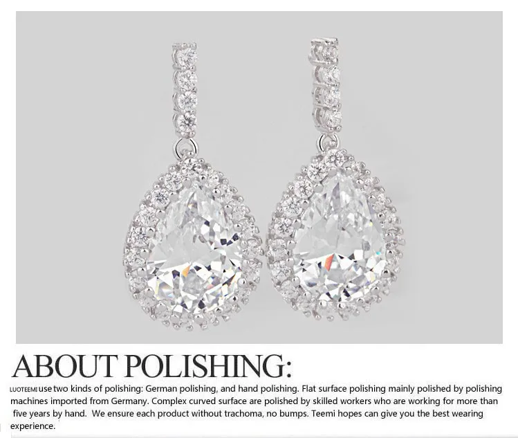 LUOTEEMI AAA Cubic Zirconia Classic Big Drop Crystal Earrings with Tiny CZ Luxury Bridal Wedding Earrings for Women Wholesale 40