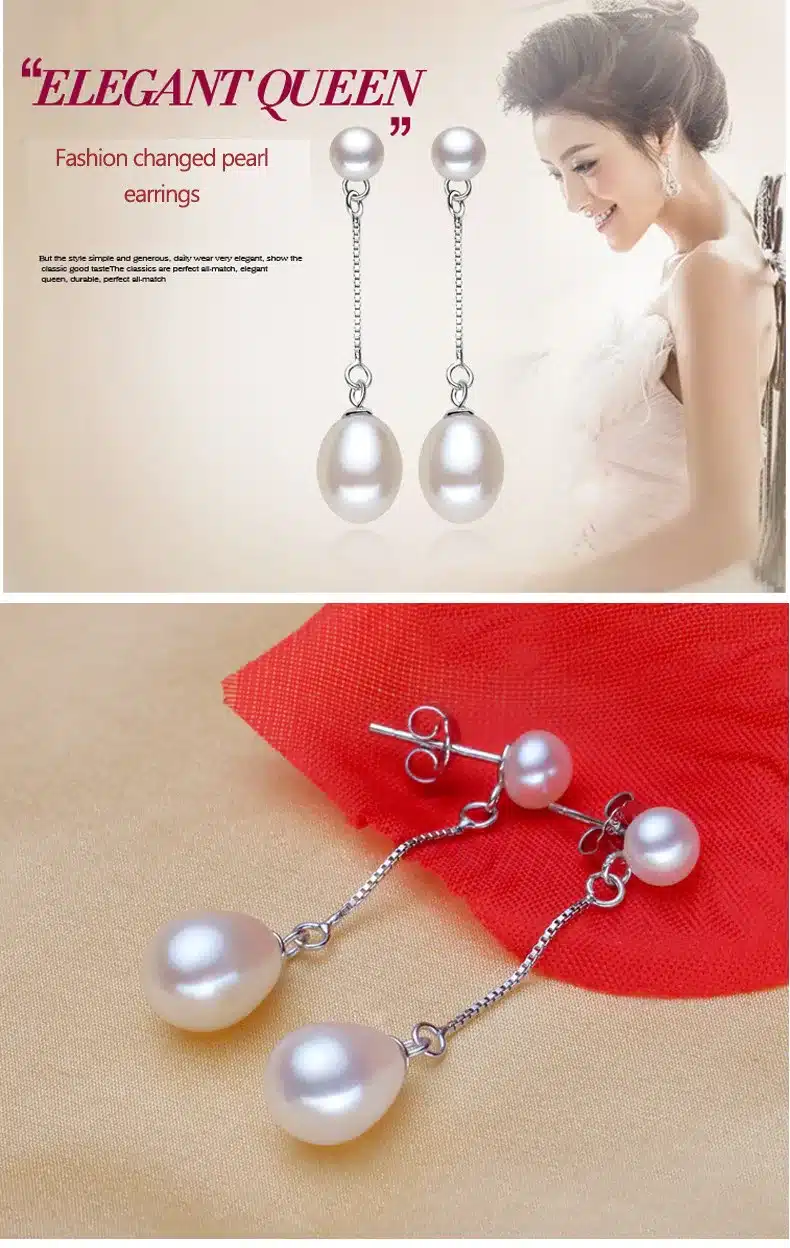 2017 new 100% genuine Natural long earrings fashion jewelry for Women 925 sterling silver pearl Jewelry double earrings gifts 15