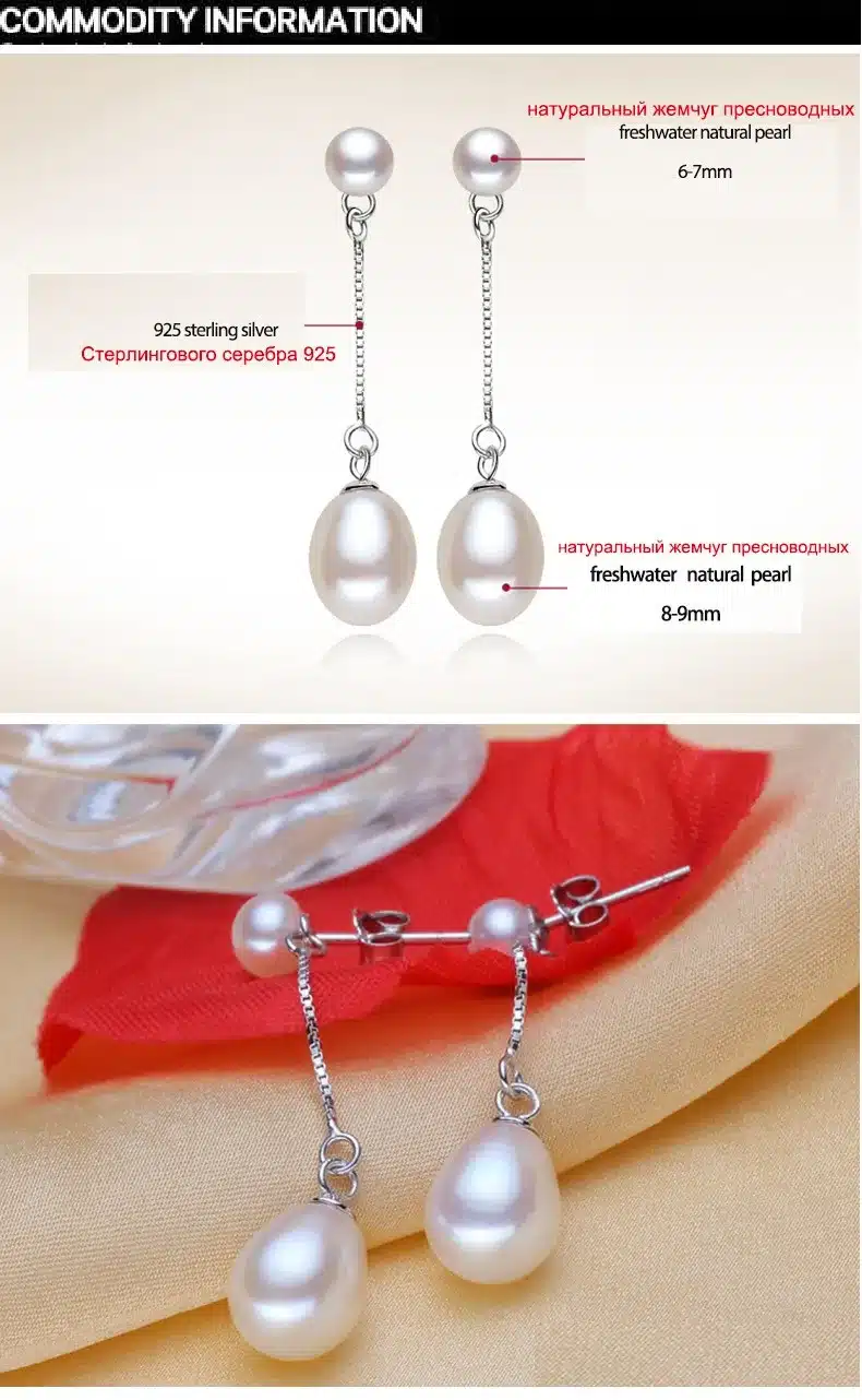 2017 new 100% genuine Natural long earrings fashion jewelry for Women 925 sterling silver pearl Jewelry double earrings gifts 16