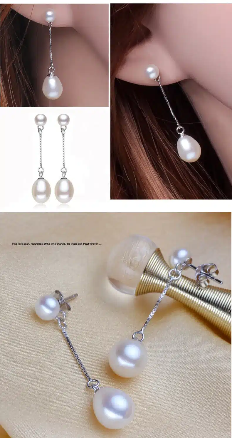 2017 new 100% genuine Natural long earrings fashion jewelry for Women 925 sterling silver pearl Jewelry double earrings gifts 18