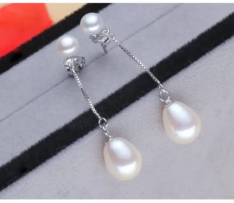 2017 new 100% genuine Natural long earrings fashion jewelry for Women 925 sterling silver pearl Jewelry double earrings gifts 19