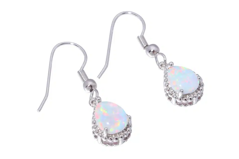 CiNily Created White Fire Opal Silver Plted Earrings Wholesale Retail Hot Sell for Women Jewelry Earrings 1 1/4" OH2257 17