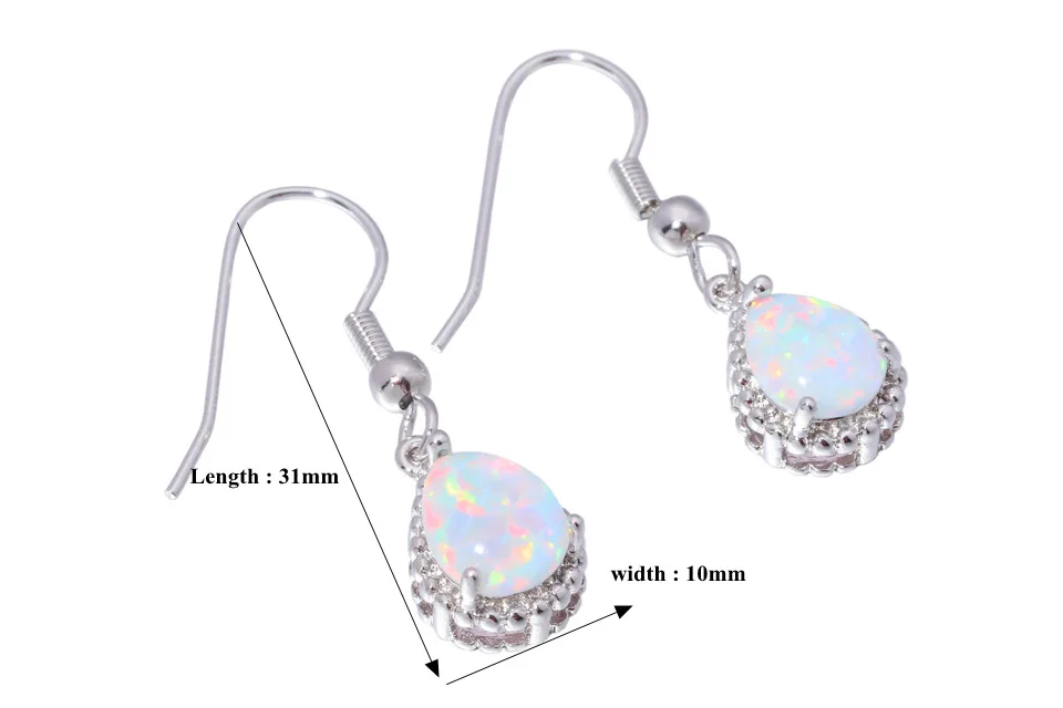 CiNily Created White Fire Opal Silver Plted Earrings Wholesale Retail Hot Sell for Women Jewelry Earrings 1 1/4" OH2257 18