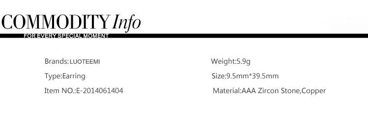 LUOTEEMI Brand Hot Selling Luxury Drop Earrings Withe Stones for Women AAA Cubic Zircon Wedding Bridal Dinner Brincos Jewelry 21