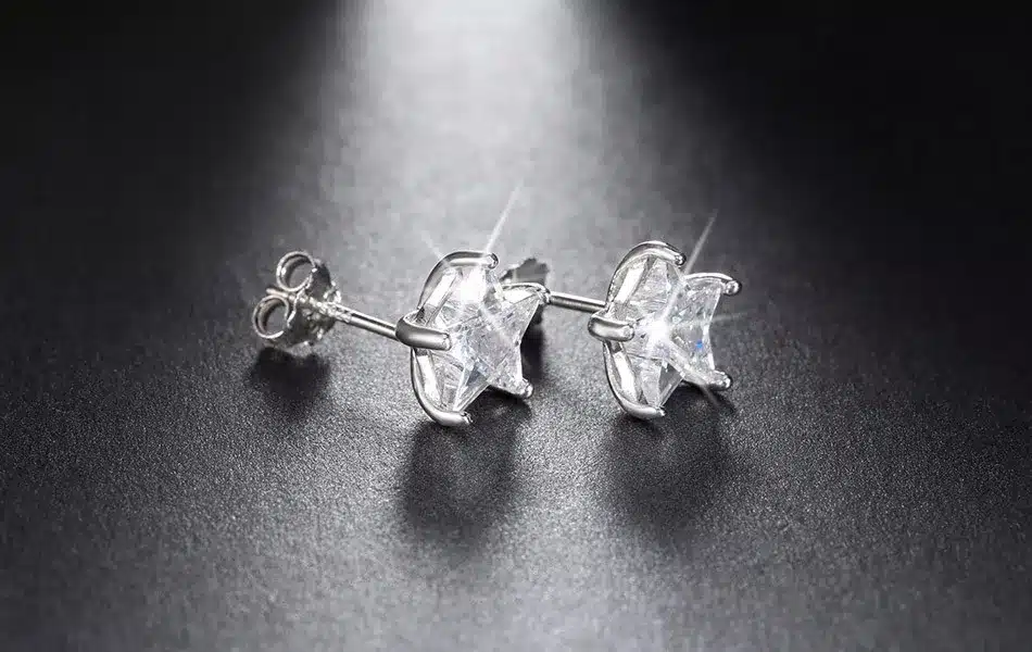 ORSA JEWELS Pure 925 Sterling Silver Earrings 0.8ct Cubic Zircon Star Stud Earring for Women Wedding Party 2017 New Jewelry SE02 28