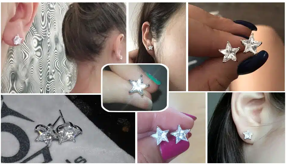 ORSA JEWELS Pure 925 Sterling Silver Earrings 0.8ct Cubic Zircon Star Stud Earring for Women Wedding Party 2017 New Jewelry SE02 33