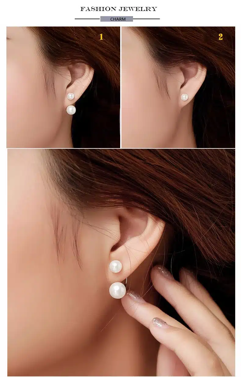 YIKALAISI 2017 NEW Natural Pearl jewelry Earrings For Women 925 Sterling Silver Jewelry Oblate Double Pearl Earrings Wedding 17