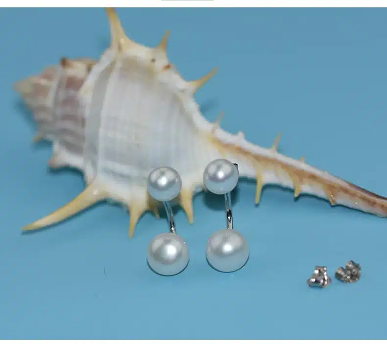 YIKALAISI 2017 NEW Natural Pearl jewelry Earrings For Women 925 Sterling Silver Jewelry Oblate Double Pearl Earrings Wedding 18