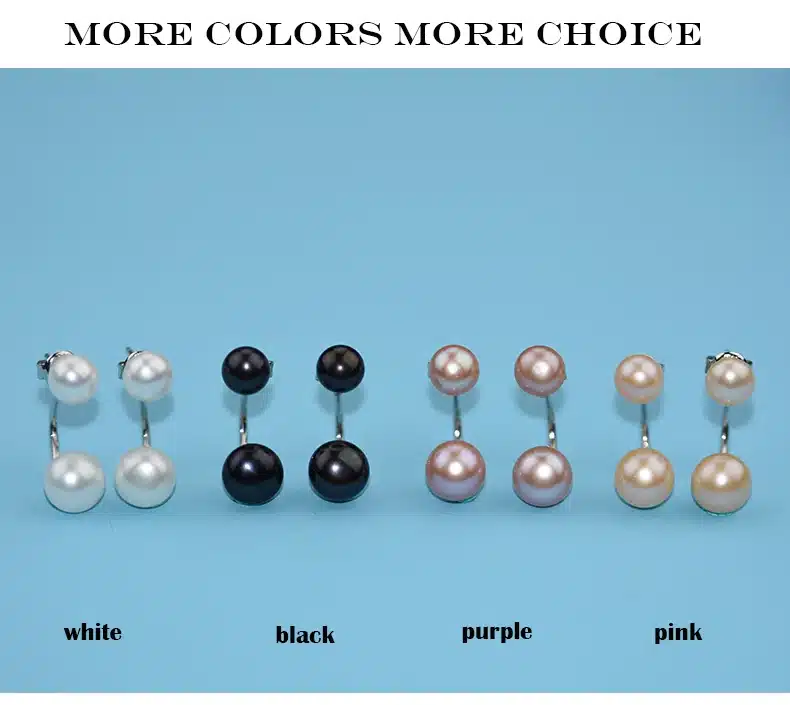YIKALAISI 2017 NEW Natural Pearl jewelry Earrings For Women 925 Sterling Silver Jewelry Oblate Double Pearl Earrings Wedding 19