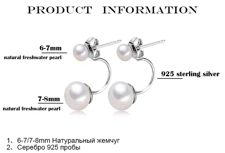 YIKALAISI 2017 NEW Natural Pearl jewelry Earrings For Women 925 Sterling Silver Jewelry Oblate Double Pearl Earrings Wedding 20