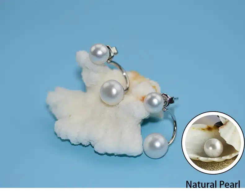 YIKALAISI 2017 NEW Natural Pearl jewelry Earrings For Women 925 Sterling Silver Jewelry Oblate Double Pearl Earrings Wedding 22