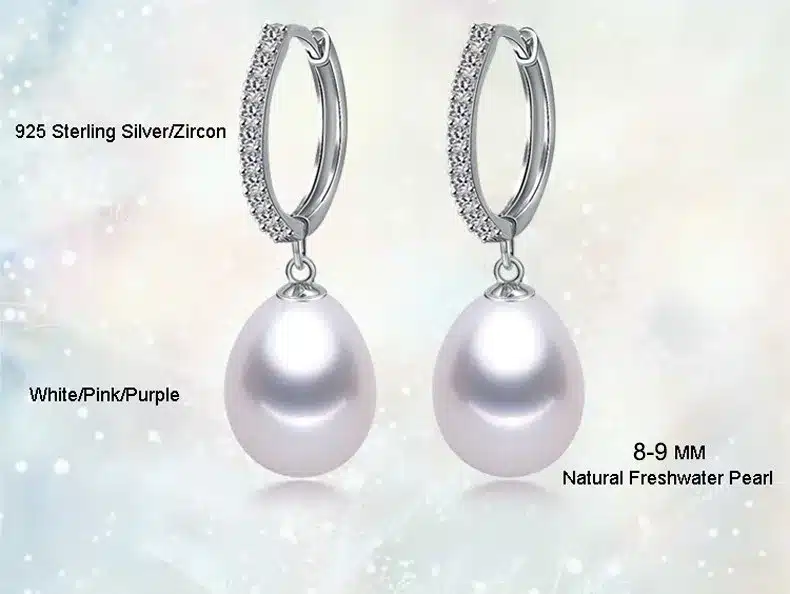 YIKALAISI 2017 925 Sterling Silver Jewelry for office women Natural Freshwater Pearl jewelry for women 8-9mm Drop Earrings 15