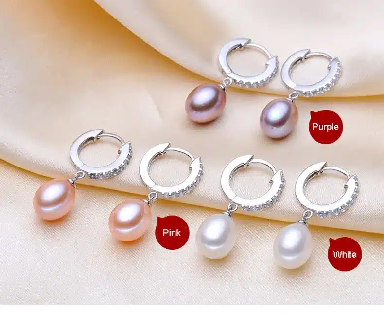 YIKALAISI 2017 925 Sterling Silver Jewelry for office women Natural Freshwater Pearl jewelry for women 8-9mm Drop Earrings 16