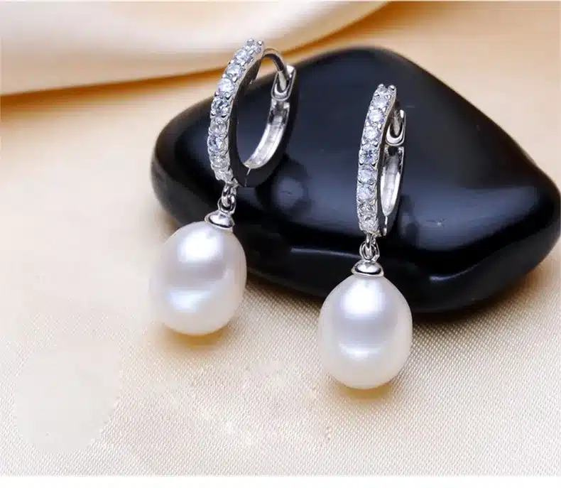 YIKALAISI 2017 925 Sterling Silver Jewelry for office women Natural Freshwater Pearl jewelry for women 8-9mm Drop Earrings 17