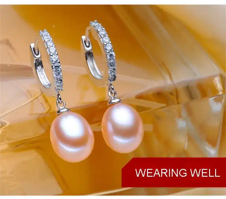 YIKALAISI 2017 925 Sterling Silver Jewelry for office women Natural Freshwater Pearl jewelry for women 8-9mm Drop Earrings 18