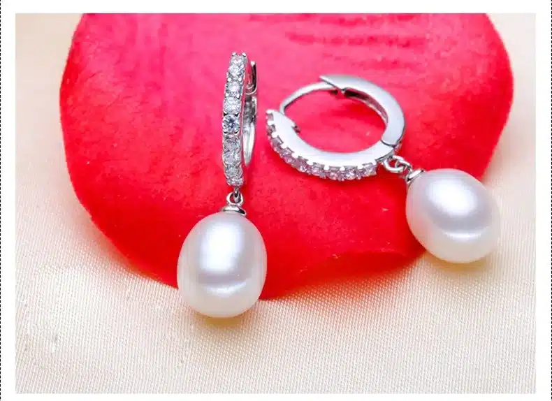 YIKALAISI 2017 925 Sterling Silver Jewelry for office women Natural Freshwater Pearl jewelry for women 8-9mm Drop Earrings 20