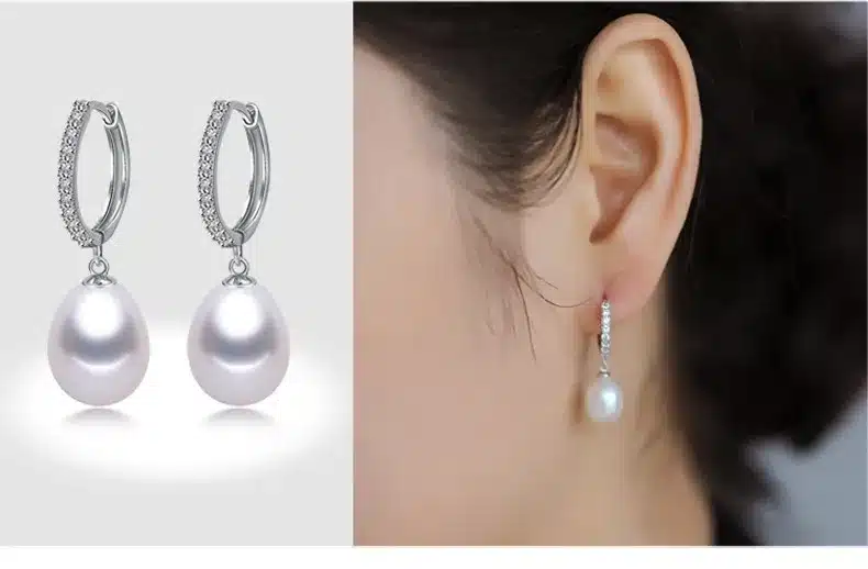 YIKALAISI 2017 925 Sterling Silver Jewelry for office women Natural Freshwater Pearl jewelry for women 8-9mm Drop Earrings 23