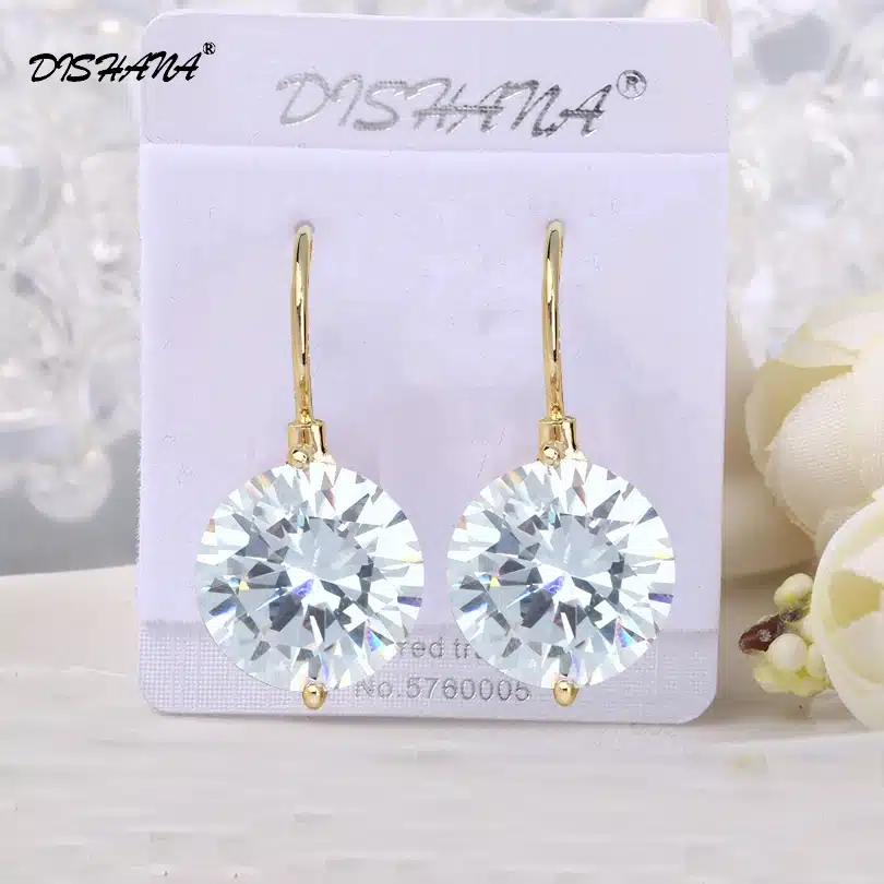 Luxury zircon earrings shine the great AAA cubic zirconia bride wedding fashion big earring dangling Earrings with stones(E0046) 2