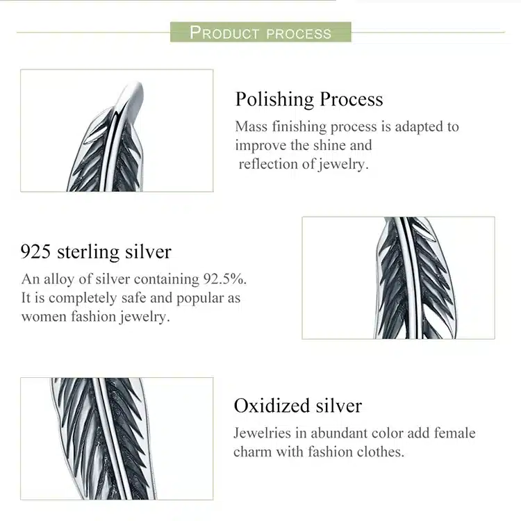 BAMOER Authentic 100% 925 Sterling Silver Feathers Wing Stud Earrings With White Clear CZ for Women Anniversary Jewelry SCE258 25